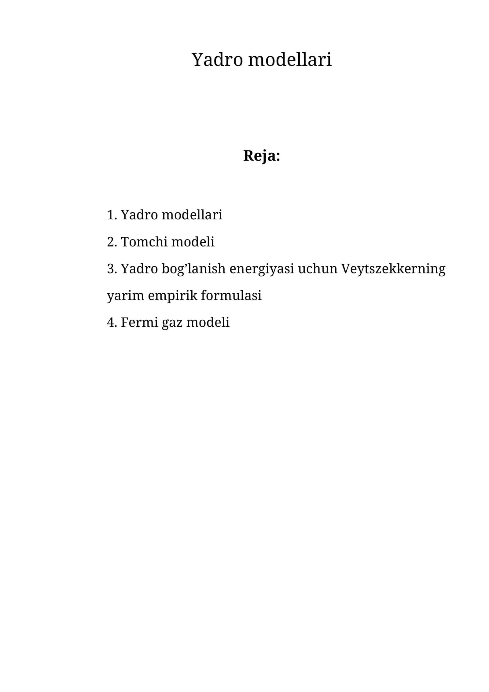 Yadro modеllari