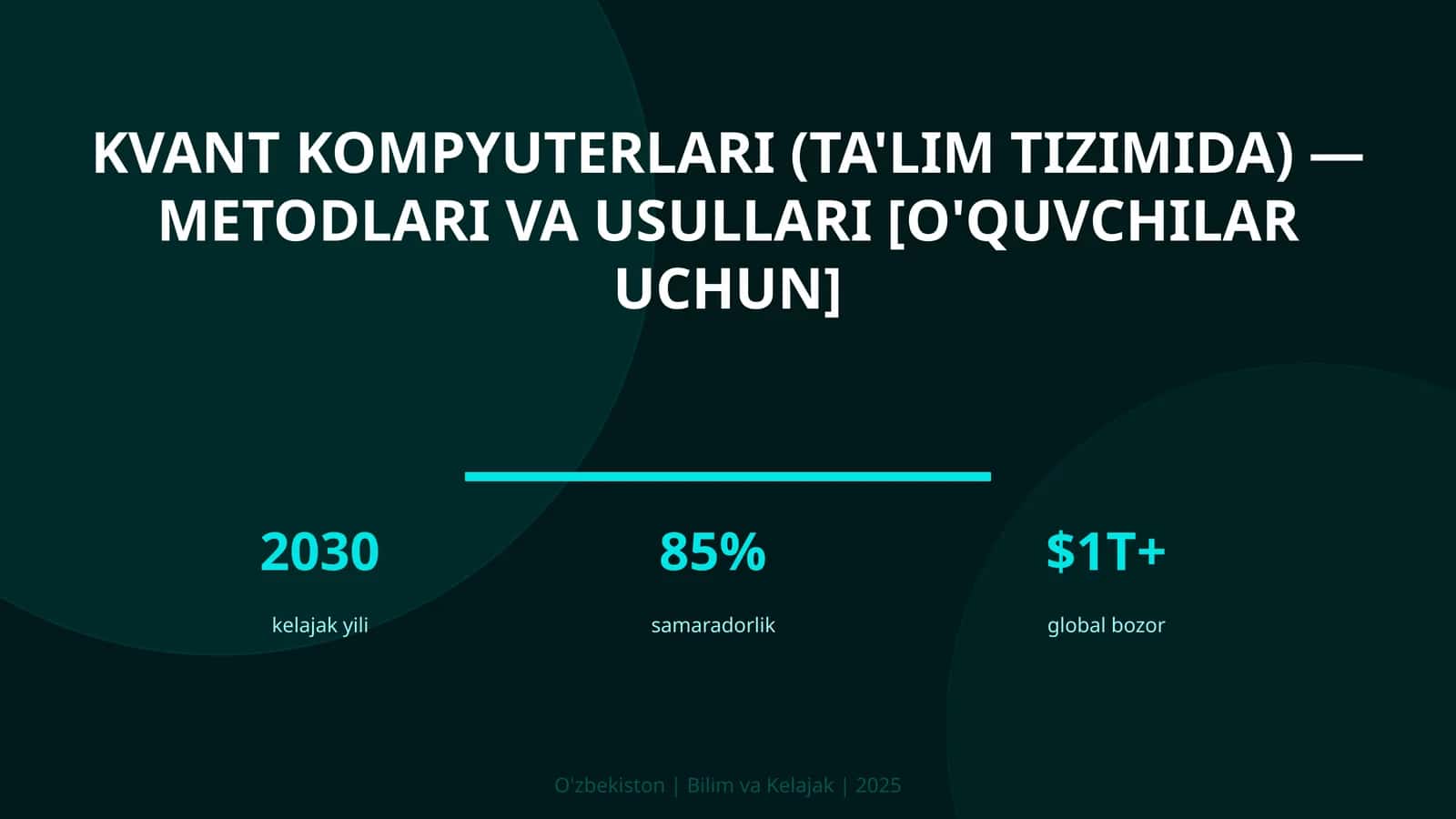 Kvant kompyuterlari (ta'lim tizimida) — metodlari va usullari [o'quvchilar uchun]