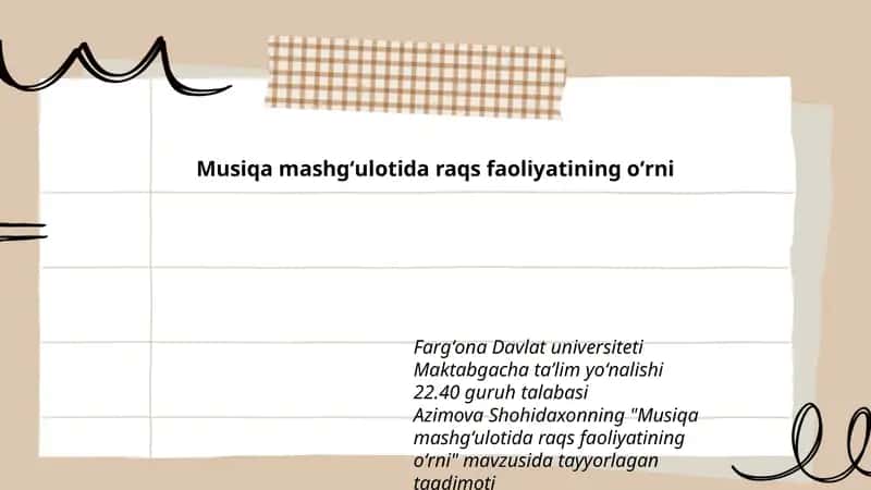 Musiqa mashgʻulotida raqs faoliyatining oʻrni