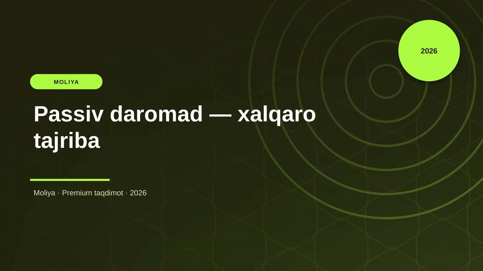 Passiv daromad — xalqaro tajriba