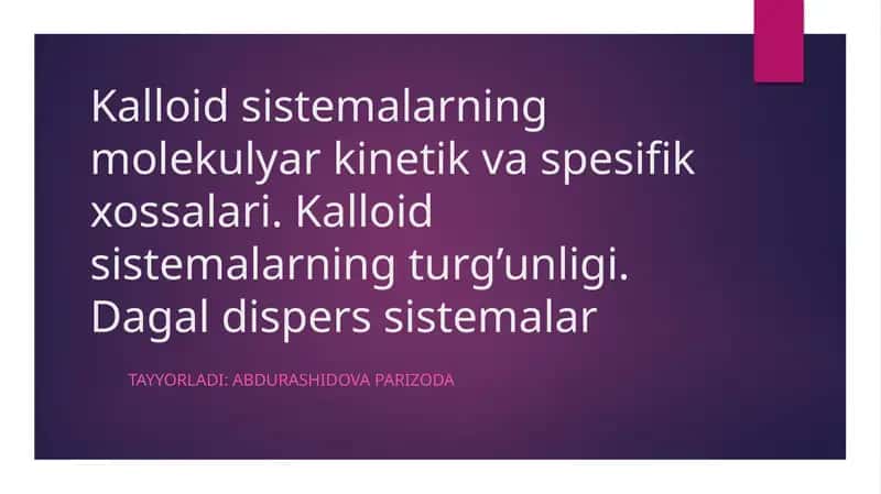 Kalloid sistemalar