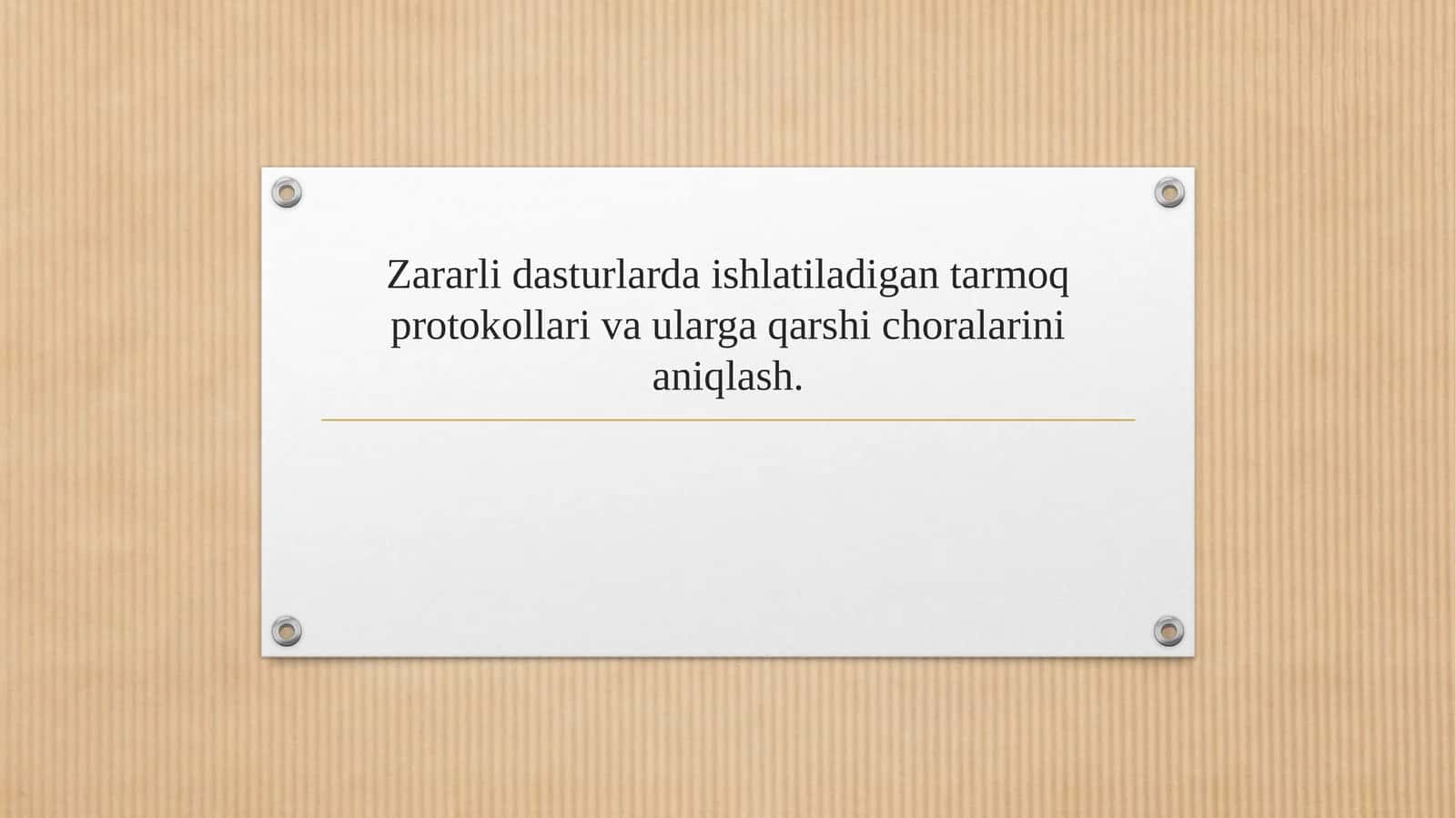 Zararli dasturlarda ishlatiladigan tarmoq protokollari va ularga qarshi choralarini aniqlash.