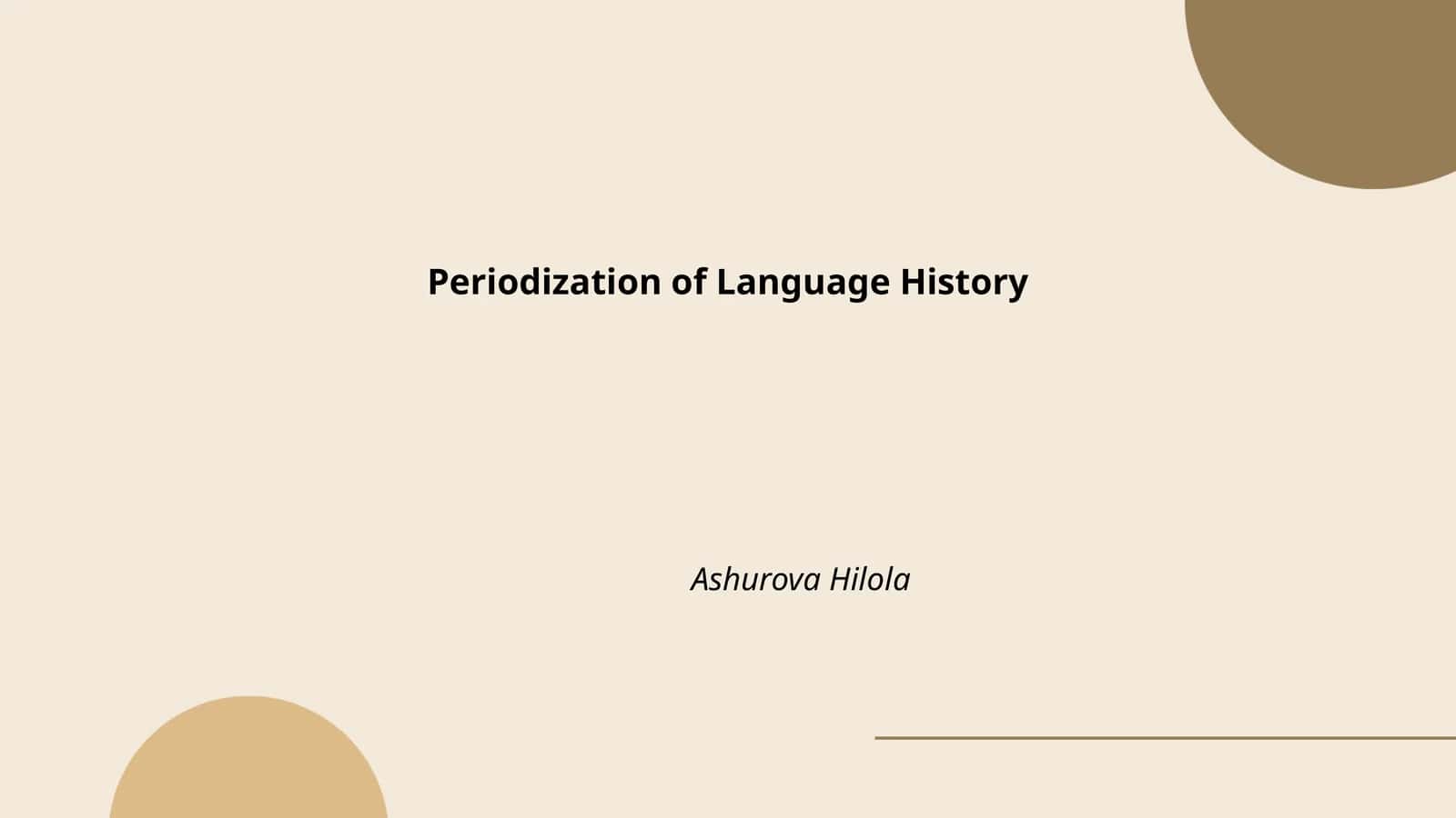 Periodization of Language History