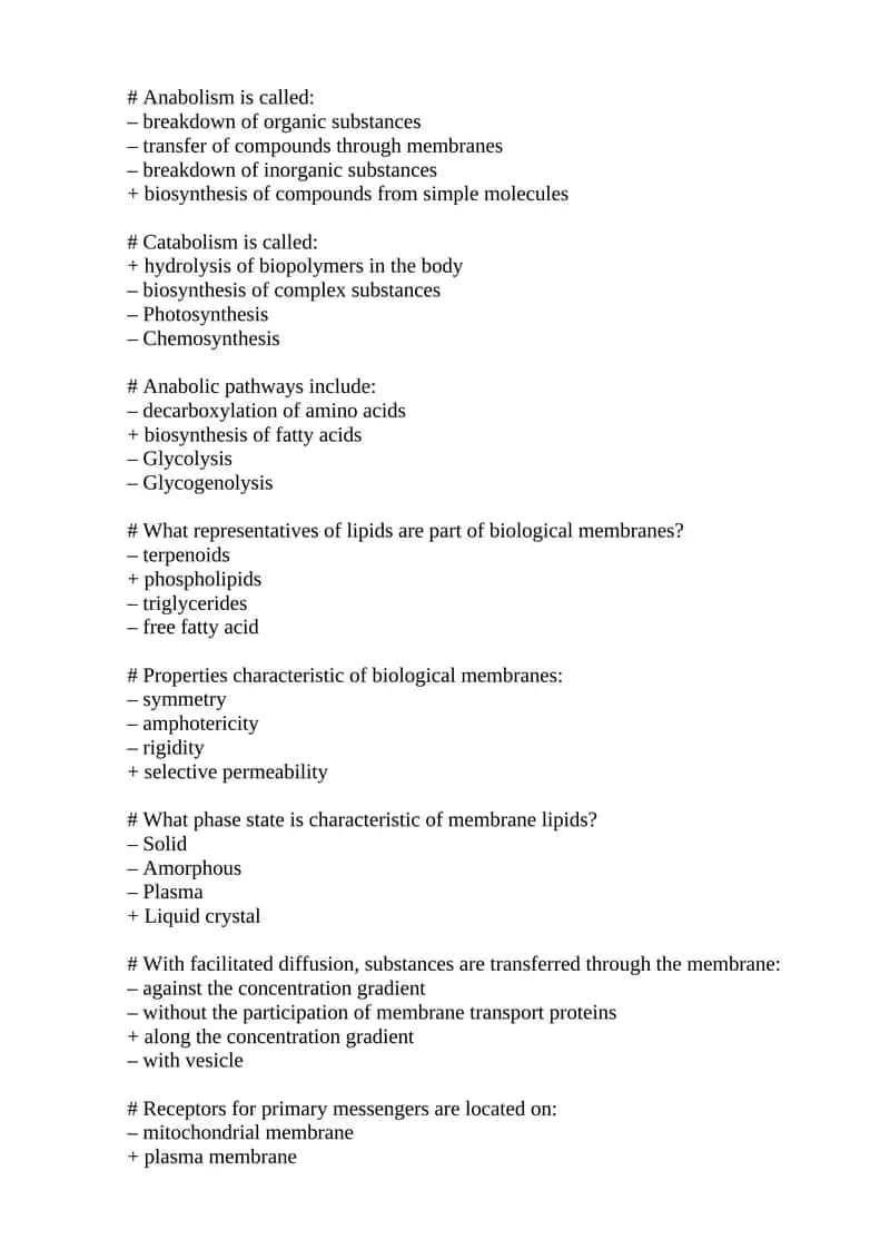 Anabolism and Catabolism Study Guide