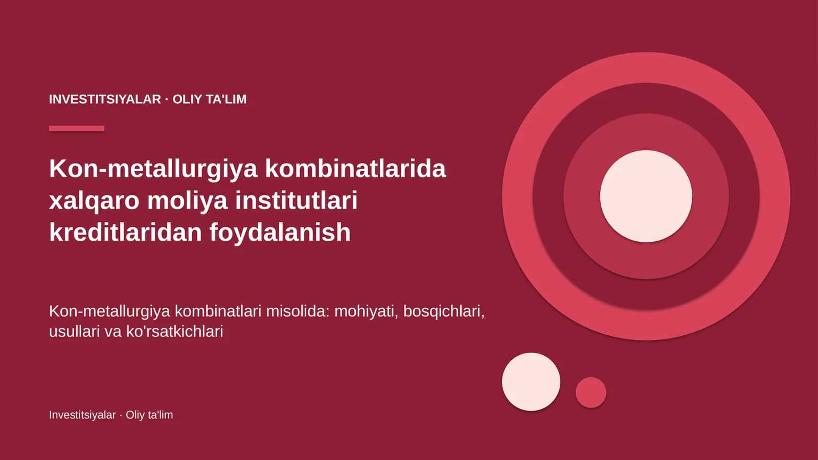 Kon-metallurgiya kombinatlarida xalqaro moliya institutlari kreditlaridan foydalanish