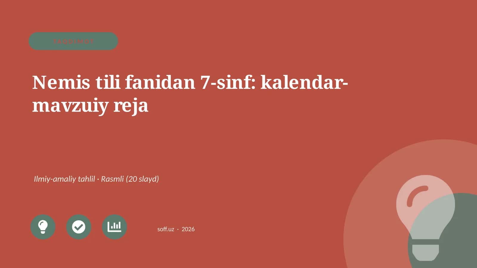 Nemis tili fanidan 7-sinf: kalendar-mavzuiy reja