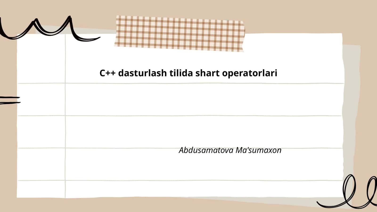 Shart operatorlari asoslari