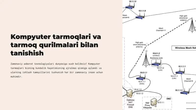 L1 Kompyuter tarmoqlari va tarmoq qurilmalari bilan tanishish.
