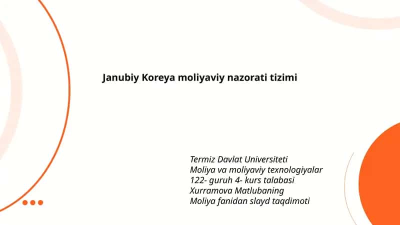 Moliya fanidan slayd taqdimoti