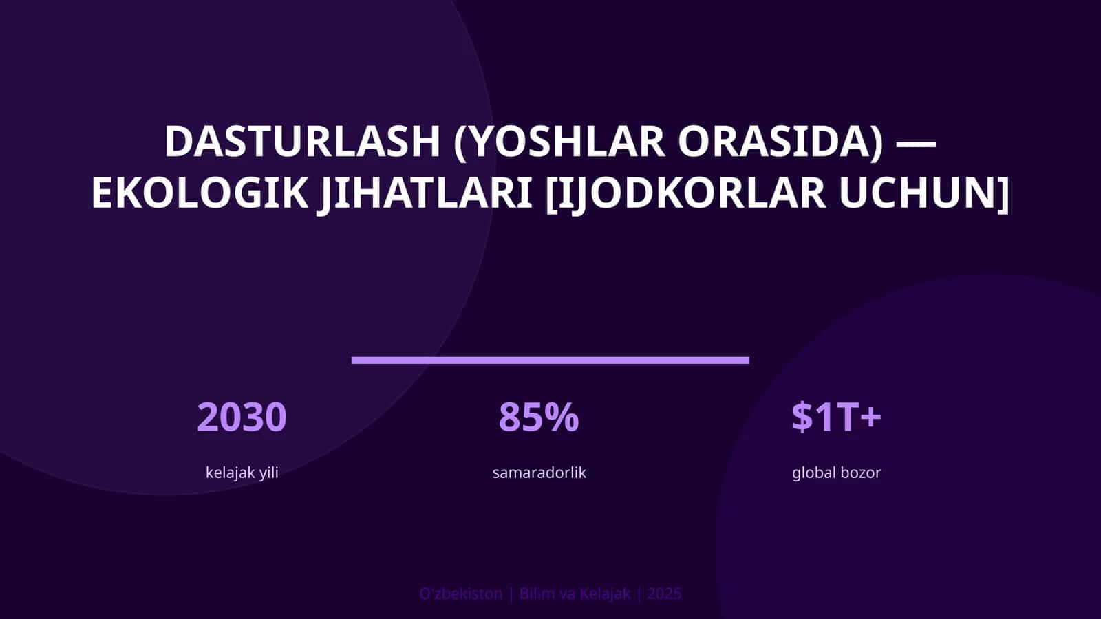 Dasturlash (YOSHLAR ORASIDA) — EKOLOGIK JIHATLARI [IJODKORLAR UCHUN]