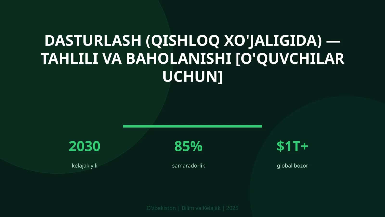 Dasturlash (qishloq xo'jaligida) — tahlili va baholanishi [o'quvchilar uchun]