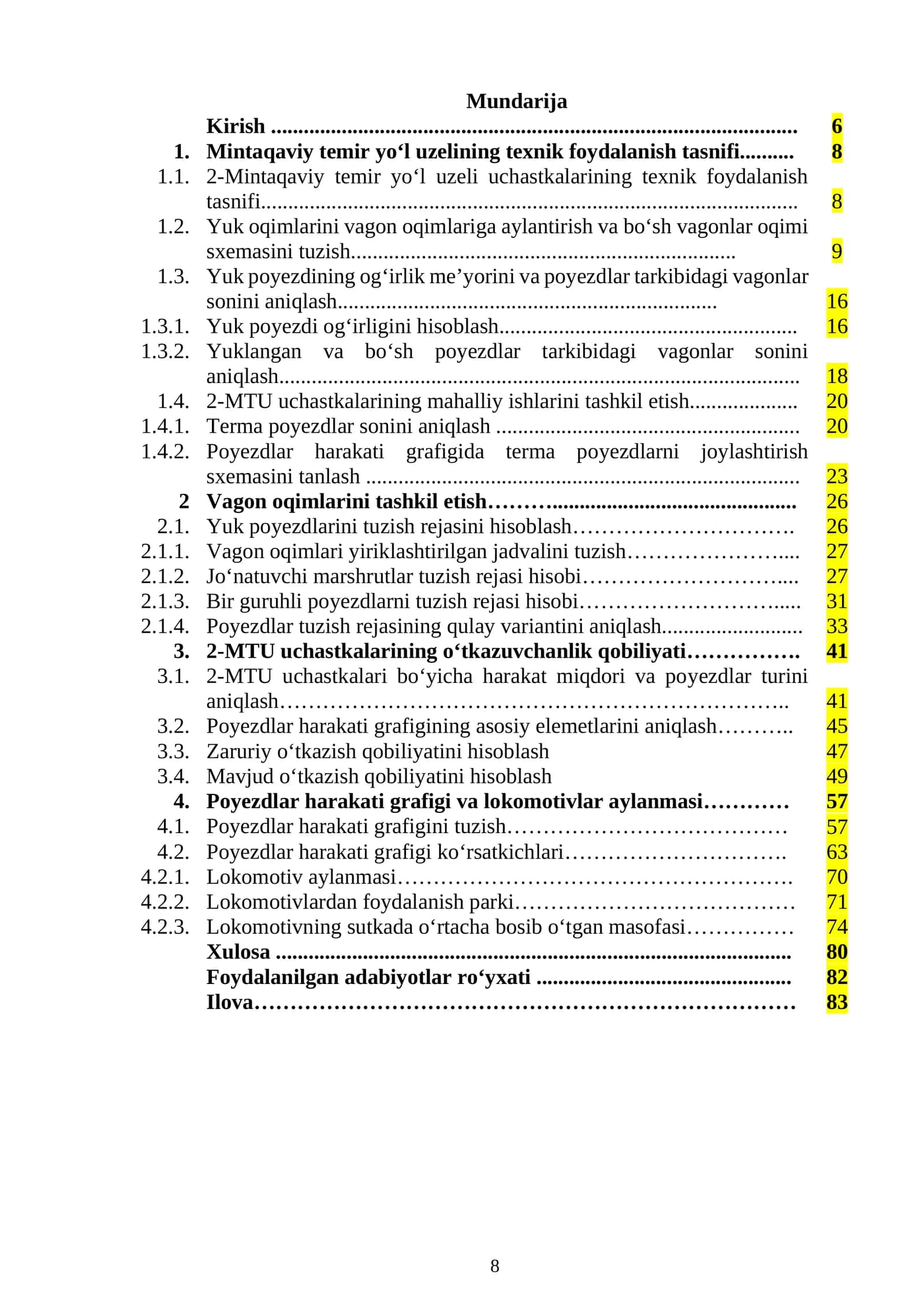 mintaqaviy temir yoʻl uzelining foydalanish tavsifi 1