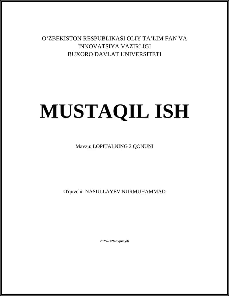 Lopitalning 2 Qonuni