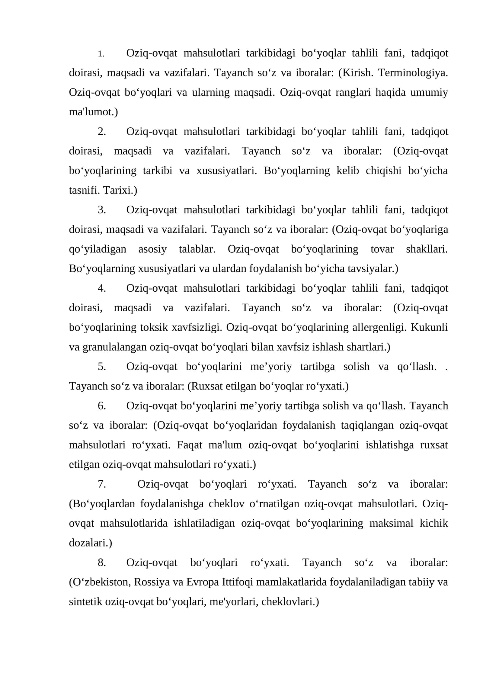 Oziq-ovqat mahsulotlari tarkibidagi boʻyoqlar tahlili