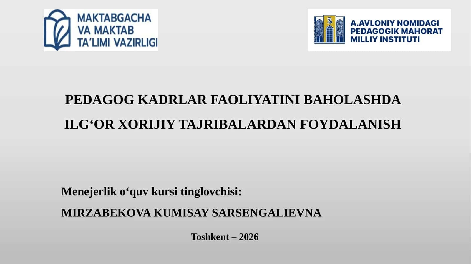 Pedagog kadrlar faoliyatini baholash