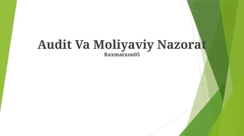 Audit Va Moliyaviy Nazorat