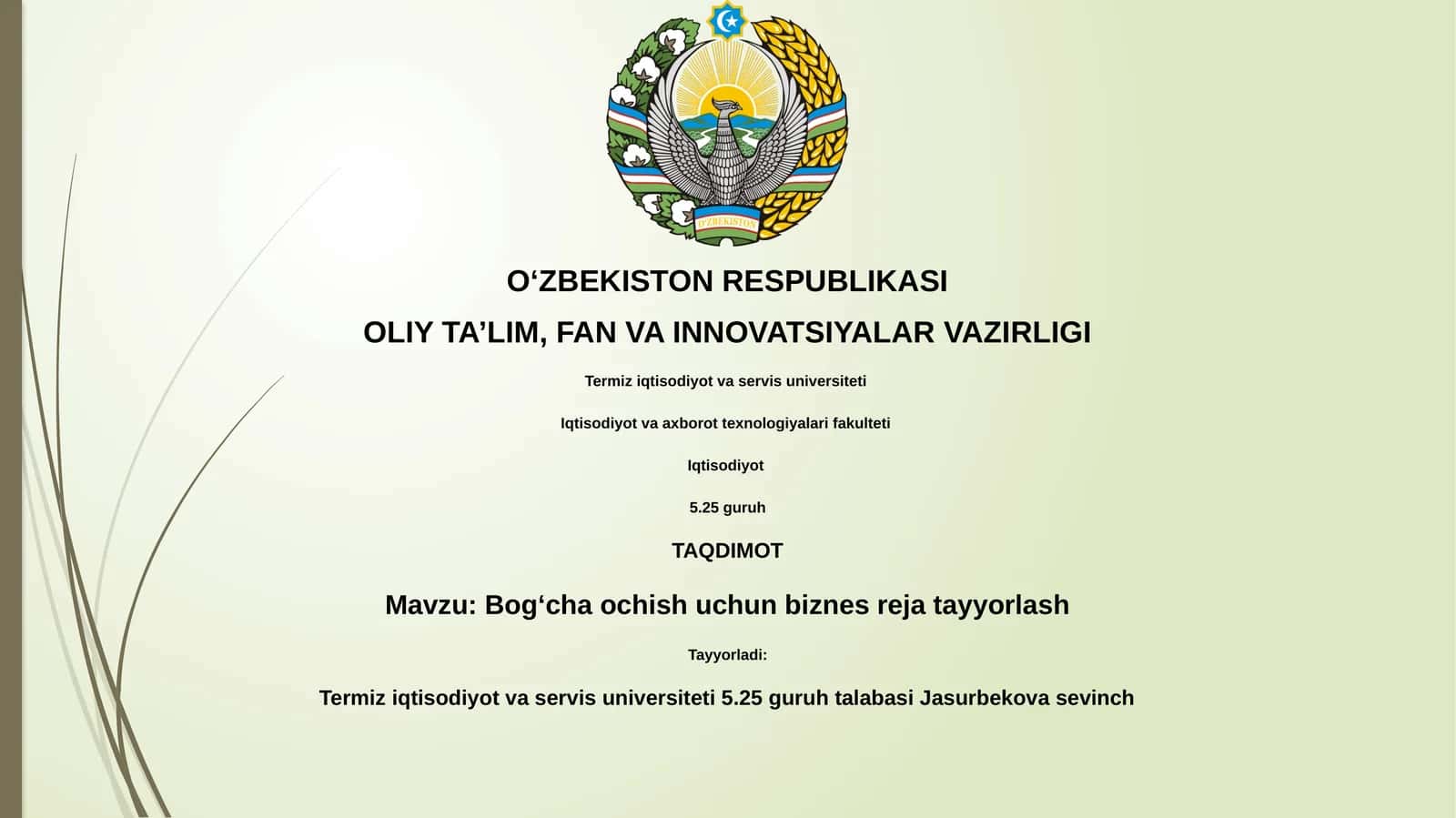 Biznes-reja tayyorlash