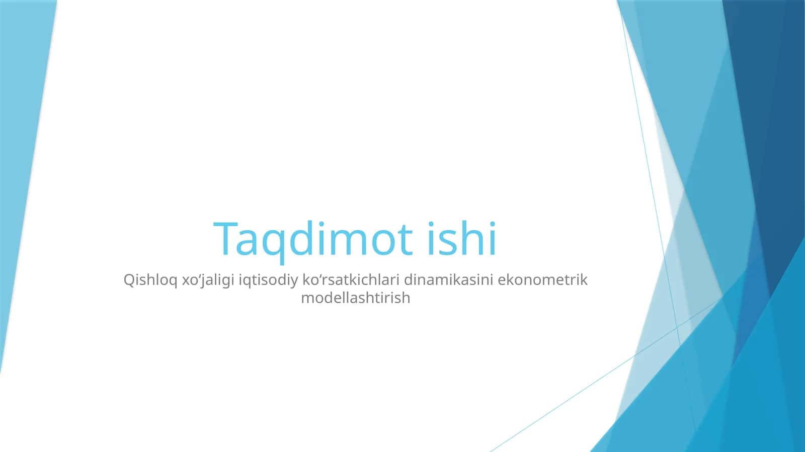 Qishloq xo‘jaligi iqtisodiy ko‘rsatkichlari dinamik asiniekonometrik modellashtirish