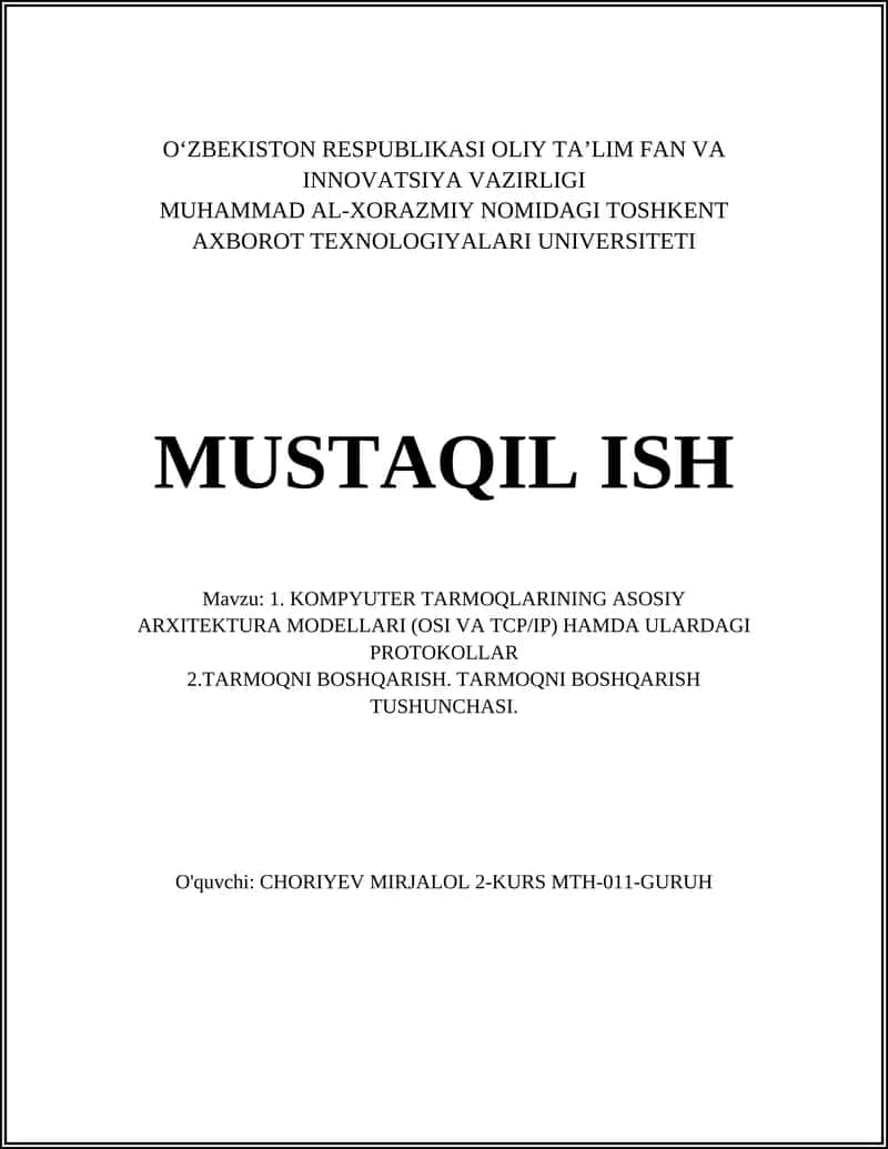 OSI va TCP/IP modeli
