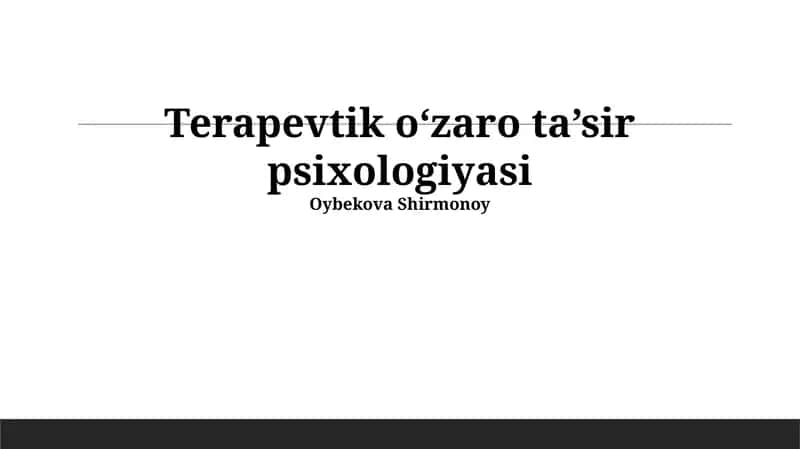 Terapevtik oʻzaro ta’sir psixologiyasi