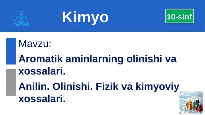 Aromatikaminlarningolinishivaxossalari