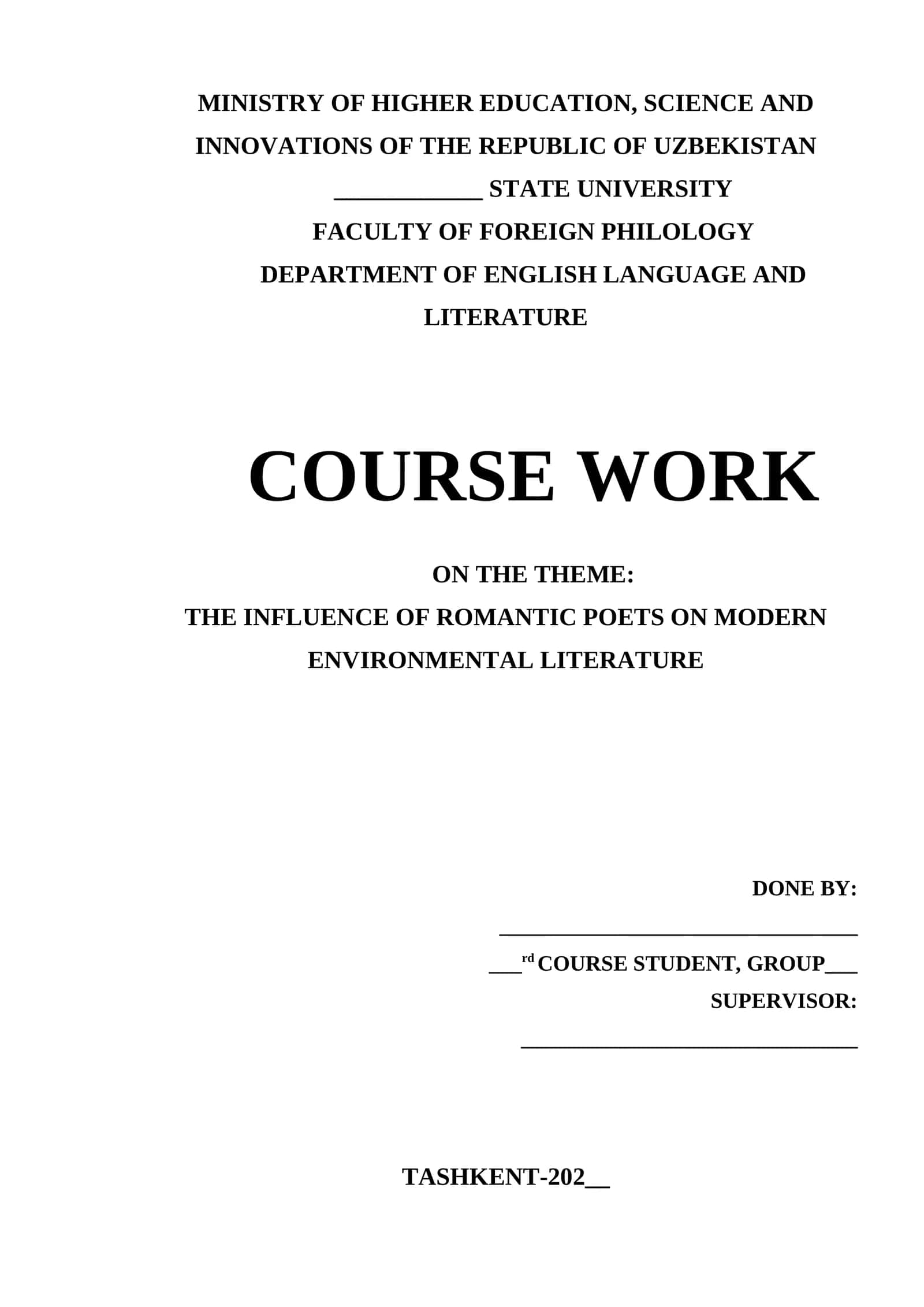 THE INFLUENCE OF ROMANTIC POETS ON MODERN ENVIRONMENTAL LITERATURE