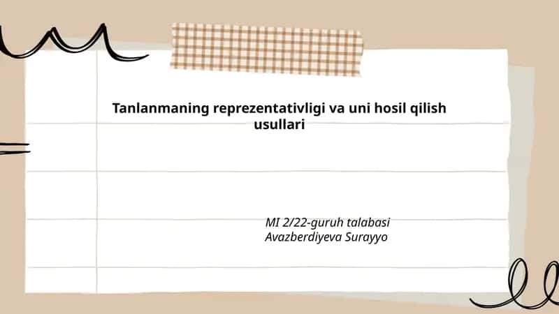 Tanlanmaning reprezentativligi va uni hosil qilish usullari