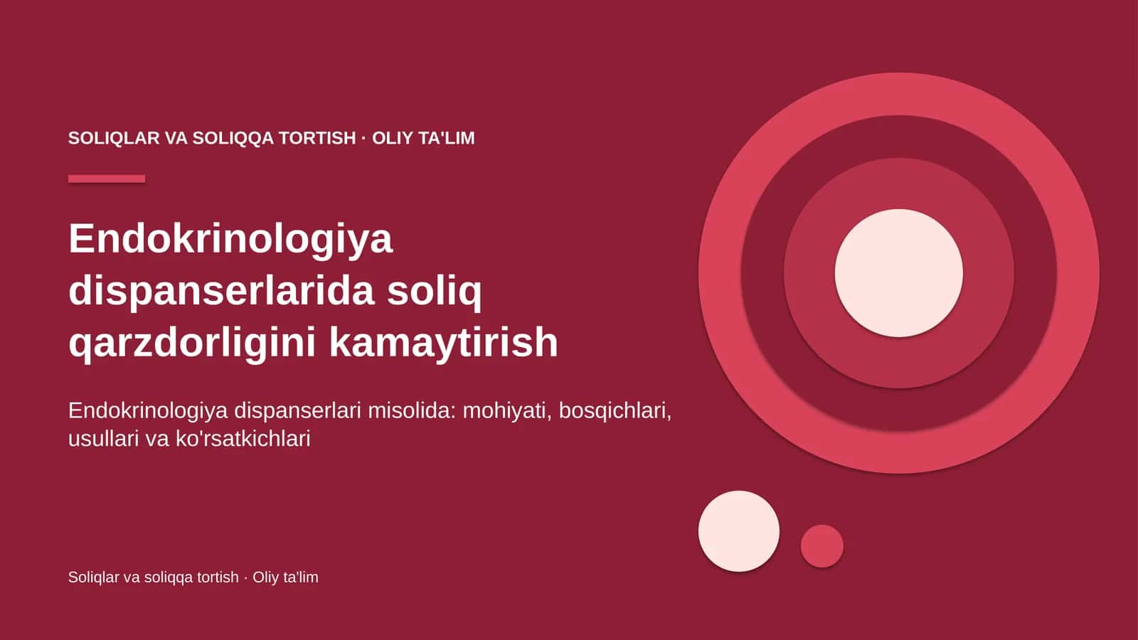 Endokrinologiya dispanserlarida soliq qarzdorligini kamaytirish