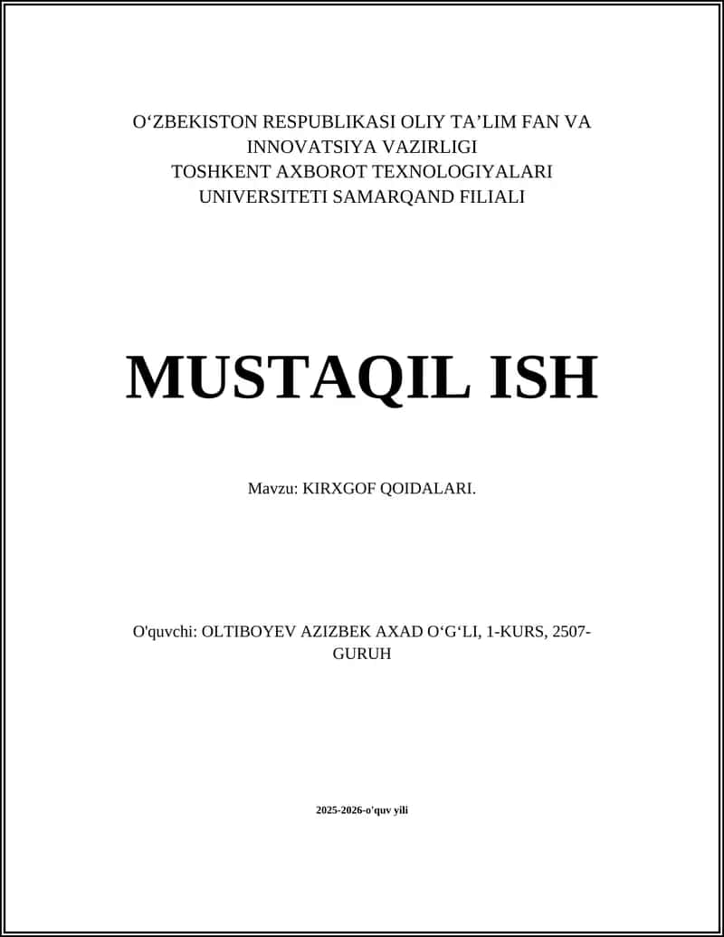 KIRXGOF QOIDALARI
