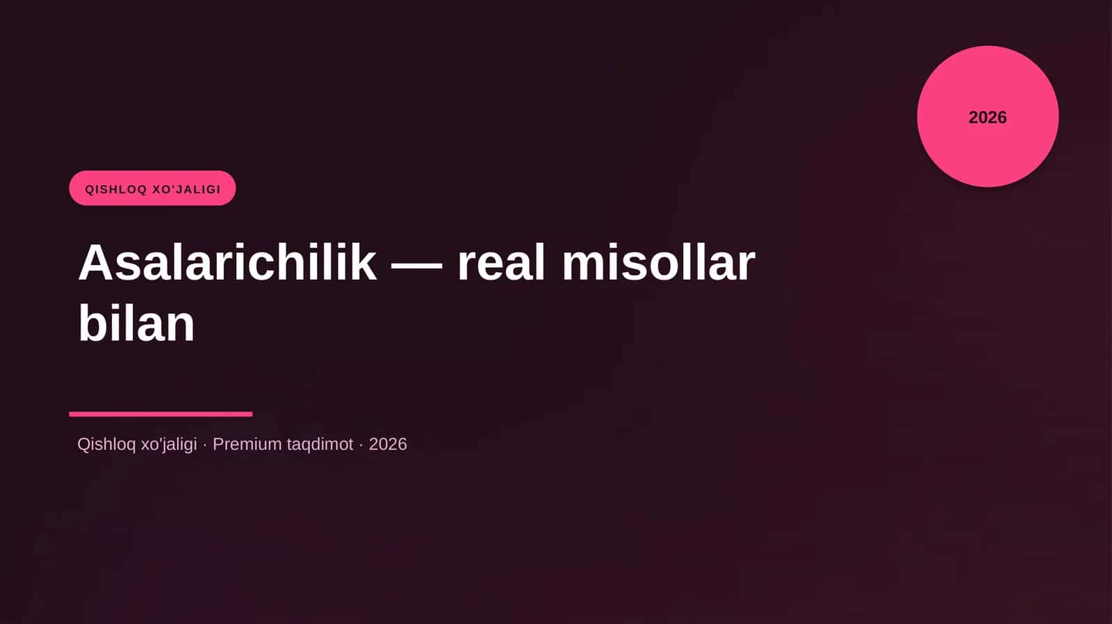 Asalarichilik — real misollar bilan