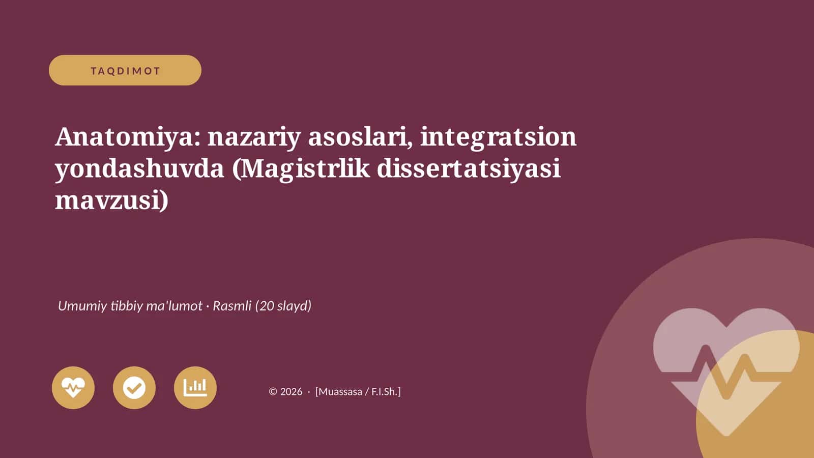 Anatomiya: nazariy asoslari, integratsion yondashuvda (Magistrlik dissertatsiyasi mavzusi)