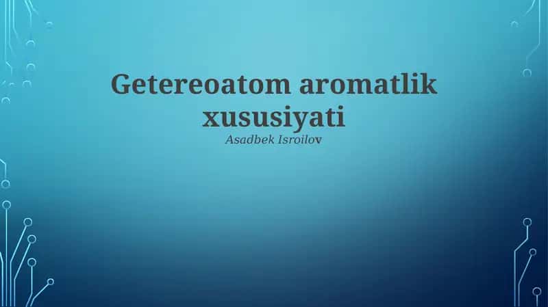 Aromatik geterosiklik birikmalarning misollar