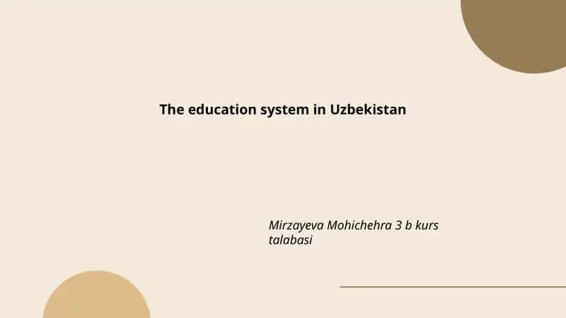 The education system in Uzbekistan
