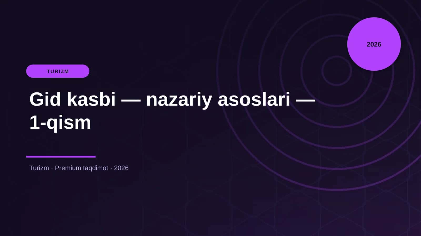 Gid kasbi — nazariy asoslari — 1-qism