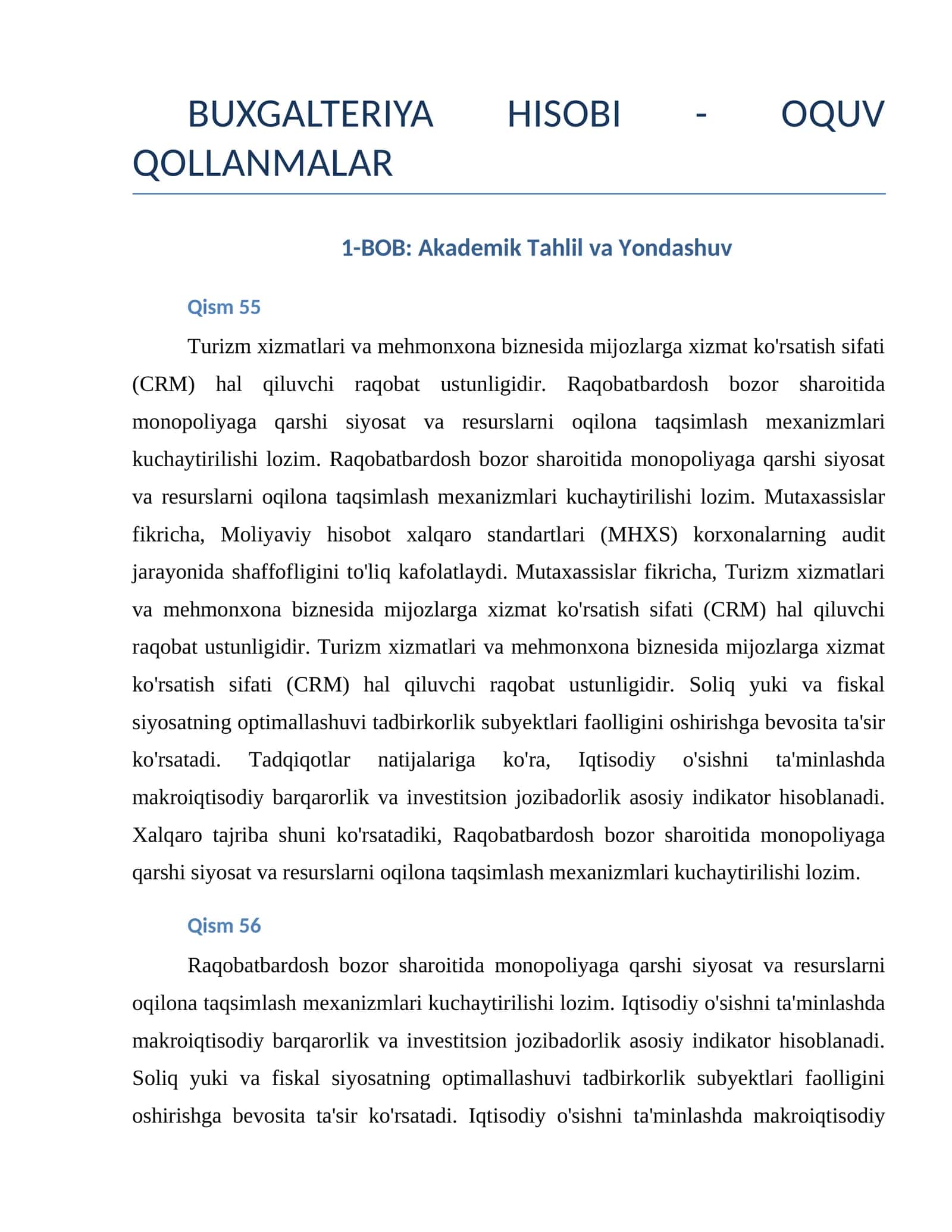 BUXGALTERIYA HISOBI - OQUV QOLLANMALAR