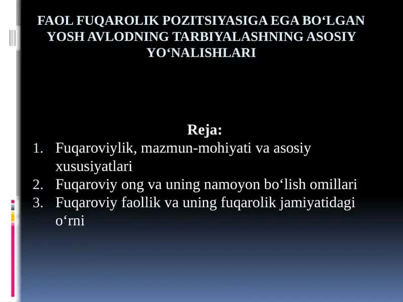 Fuqaroviylik va tarbiyala