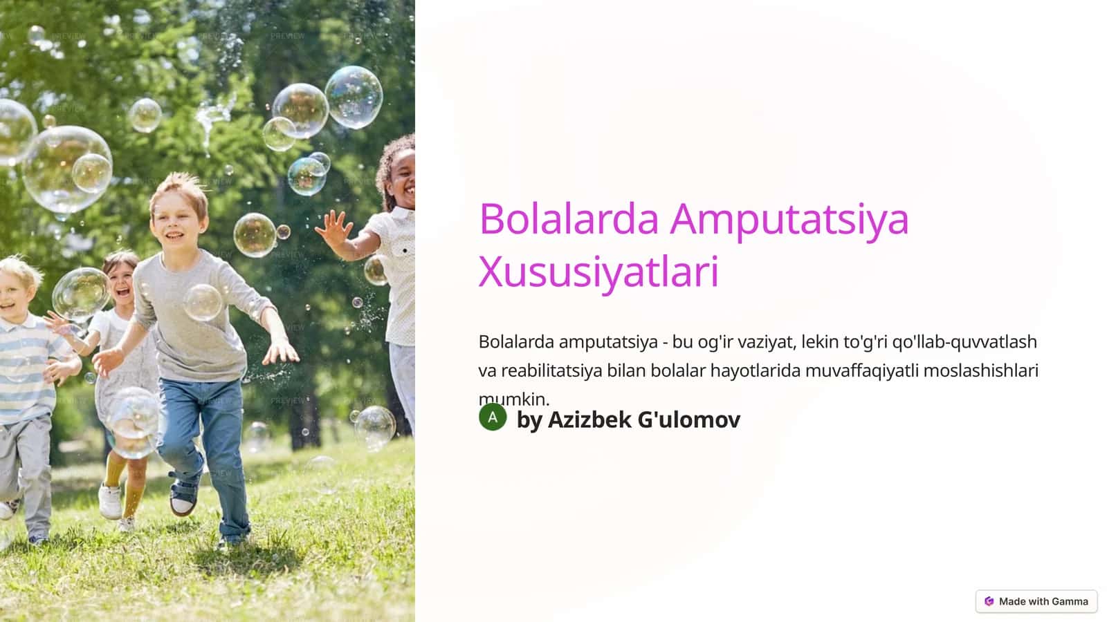 Bolalarda Amputatsiya Xususiyatlari