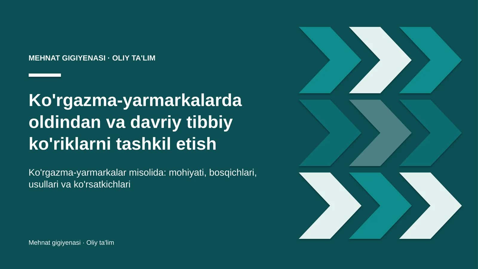 Ko'rgazma-yarmarkalarda oldindan va davriy tibbiy ko'riklarni tashkil etish