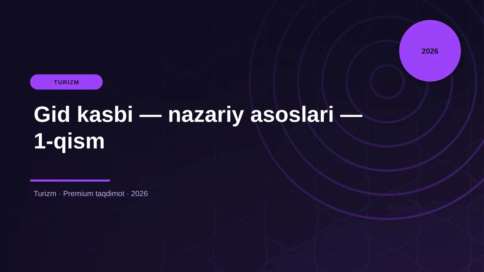 Gid kasbi — nazariy asoslari — 1-qism