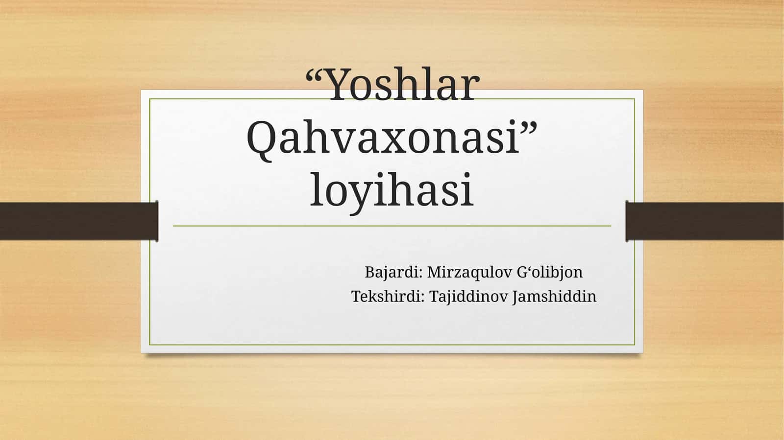 “YoshlarQahvaxonasi” loyihasi