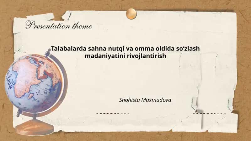 Talabalarda sahna nutqi va omma oldida soʻzlash madaniyatini rivojlantirish