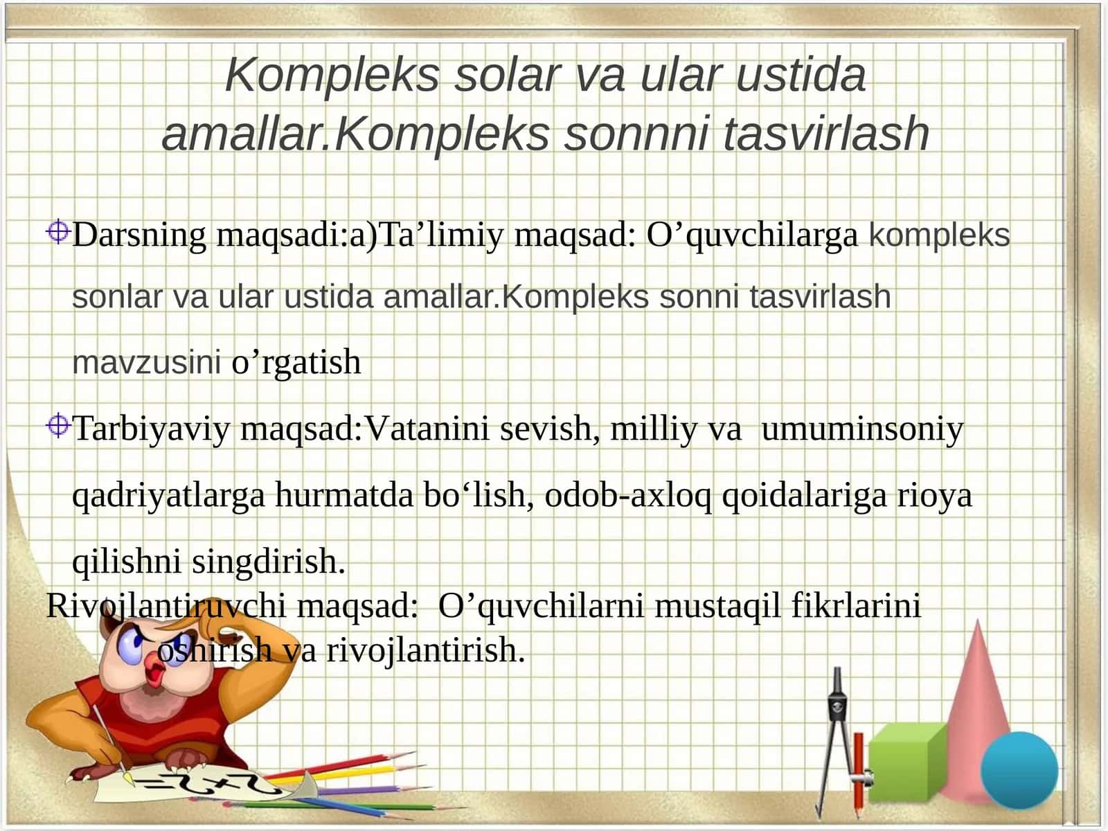 Kompleks solar va ular ustida amallar