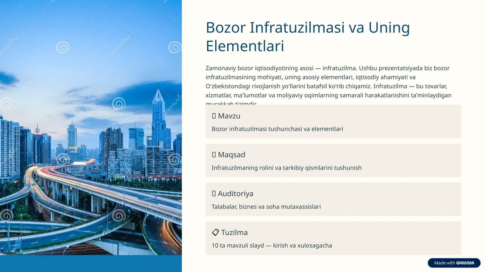 Bozor Infratuzilmasi va Uning Elementlari
