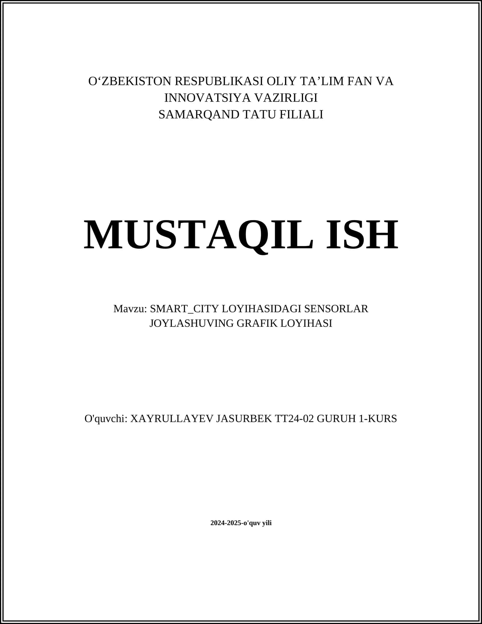 SMART_CITY LOYIHASIDAGI SENSORLAR JOYLASHUVING GRAFIK LOYIHASI