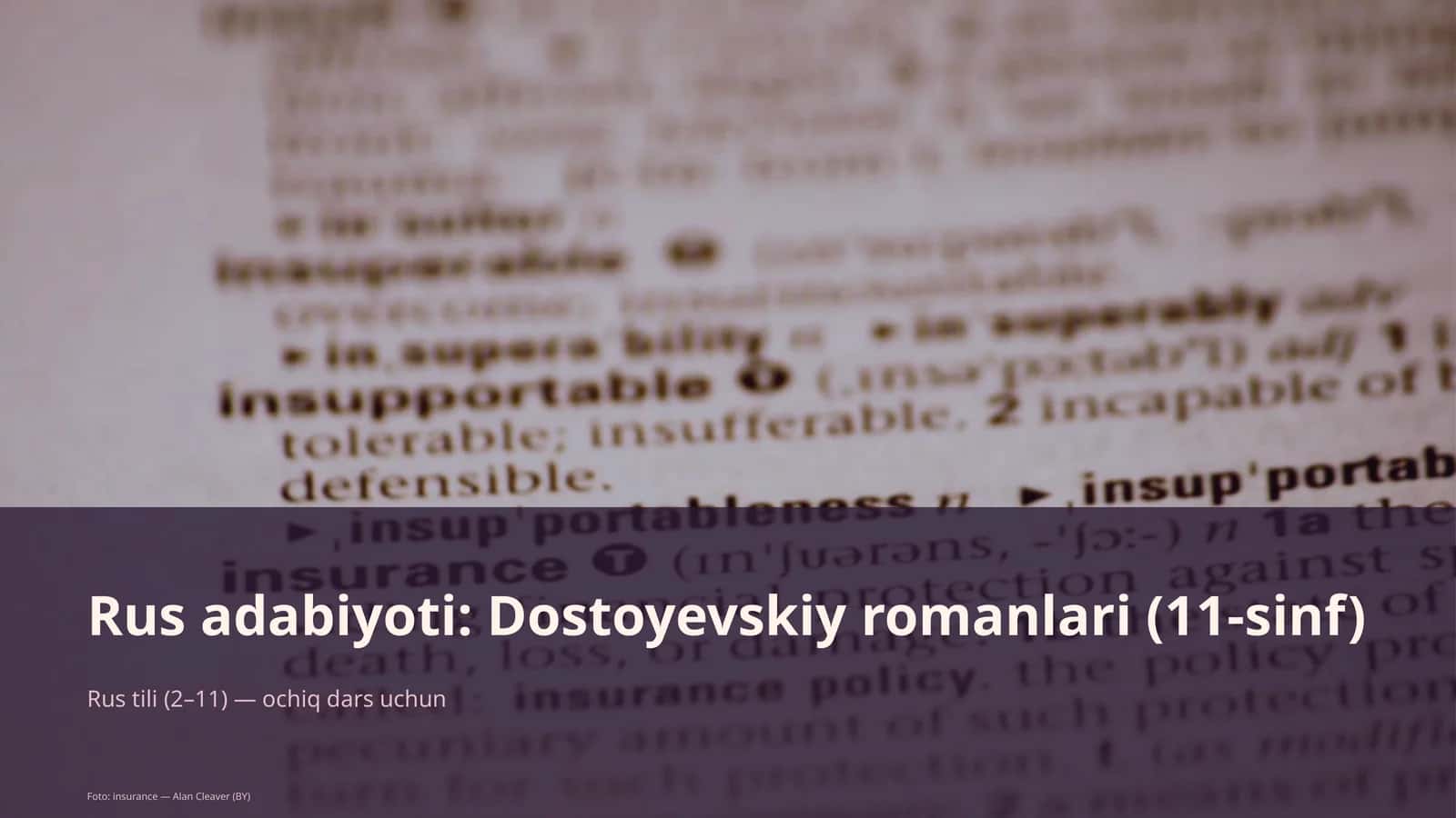 Rus adabiyoti: Dostoyevskiy romanlari (11-sinf)