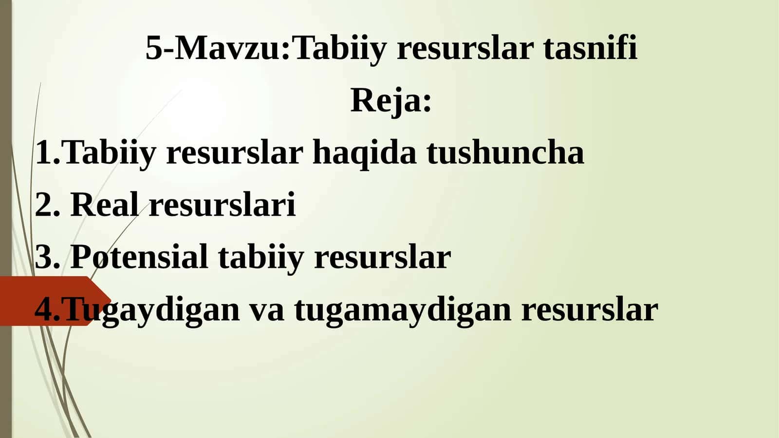 Tabiiy resurslar tasnifi