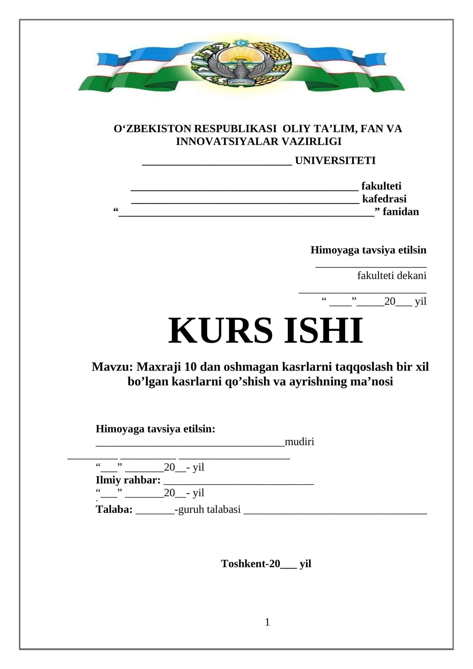 Maxraji 10 dan oshmagan kasrlarni taqqoslash bir xil bo’lgan kasrlarni qo’shish va ayrishning ma’nosi