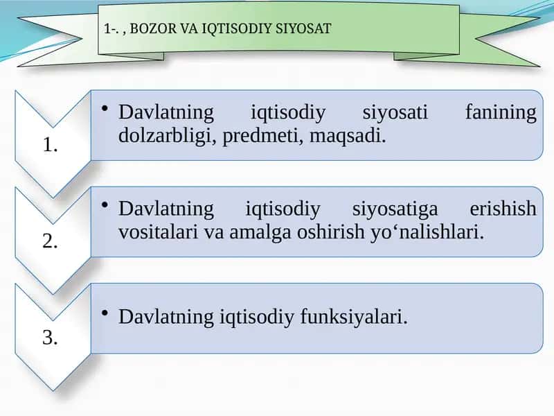 Bozor va iqtisodiy siyosat