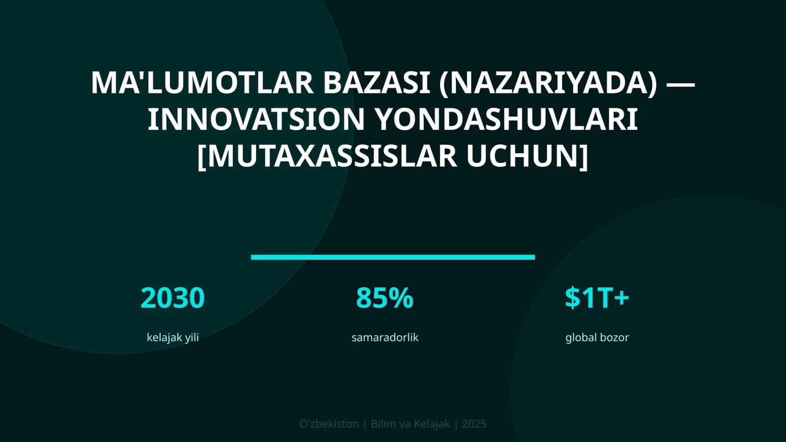 Ma'lumotlar bazasi (nazariyada) — innovatsion yondashuvlari [mutaxassislar uchun]