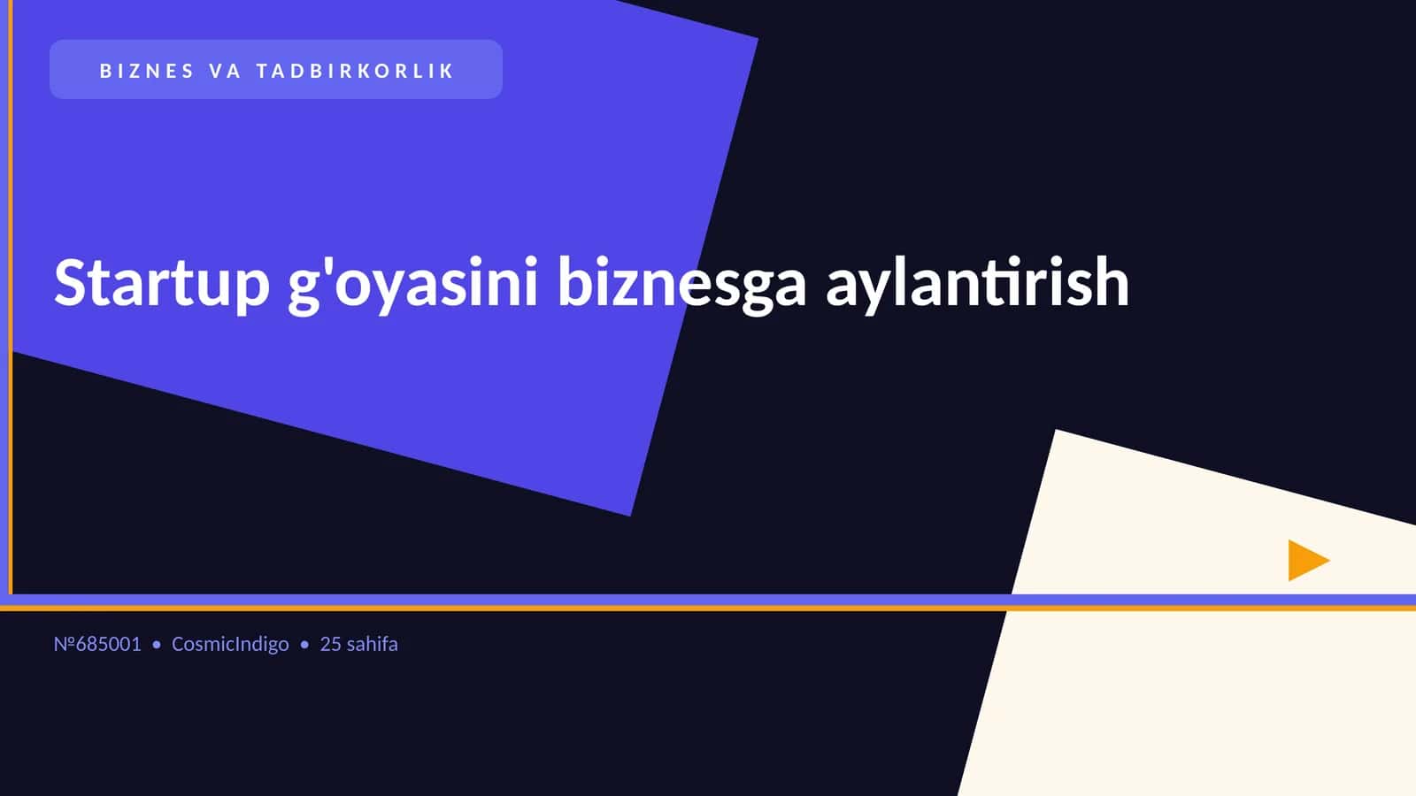 Startup g'oyasini biznesga aylantirish
